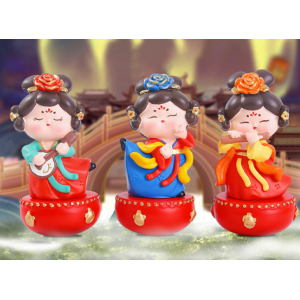 国潮热款唐宫赋小号不倒翁小姐姐摆件